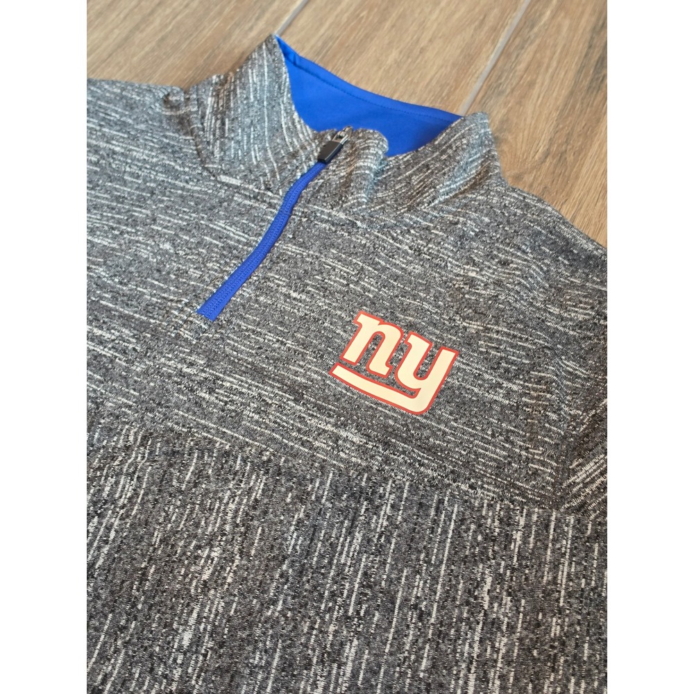 NFL Team Apparel New York Giants Mens Medium 1/4 Zip Pullover Space Dye Gray